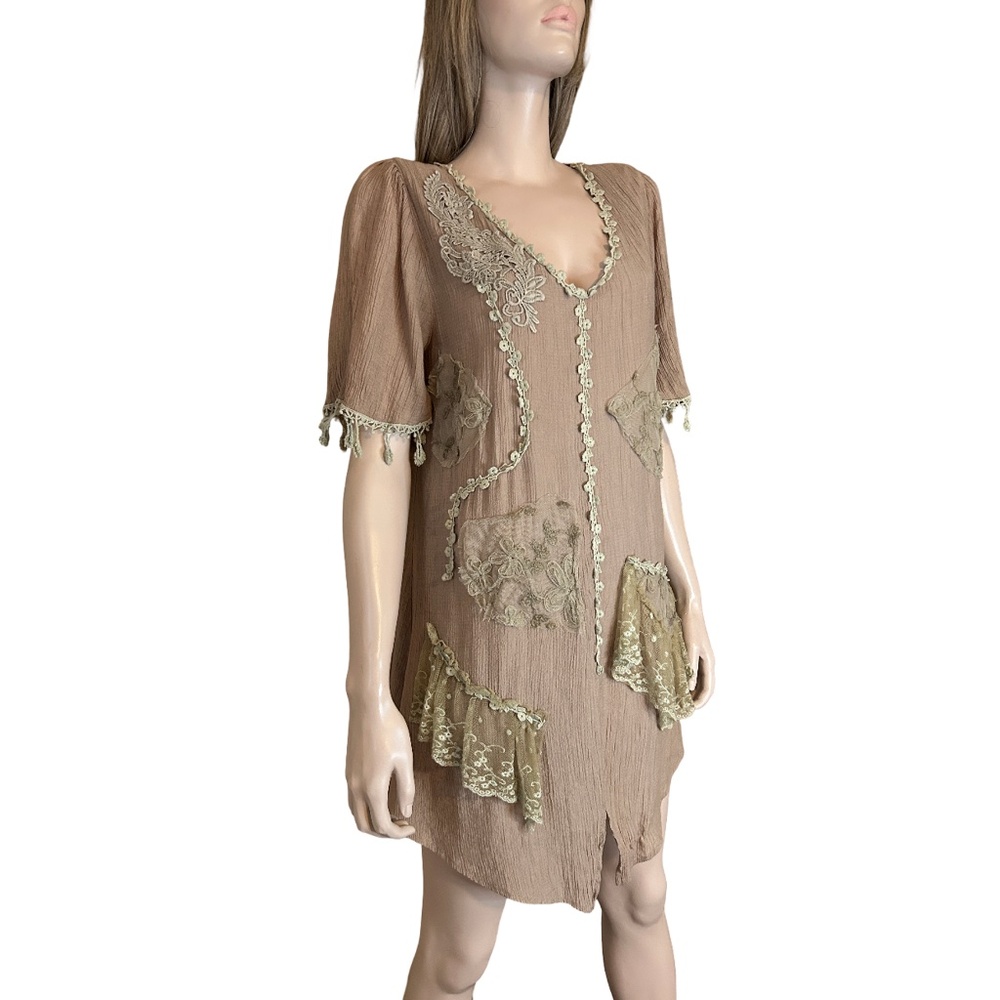 Pretty Angel Bohemian Dress Tunic Shift Lace Unique Grunge Floral Embroidery